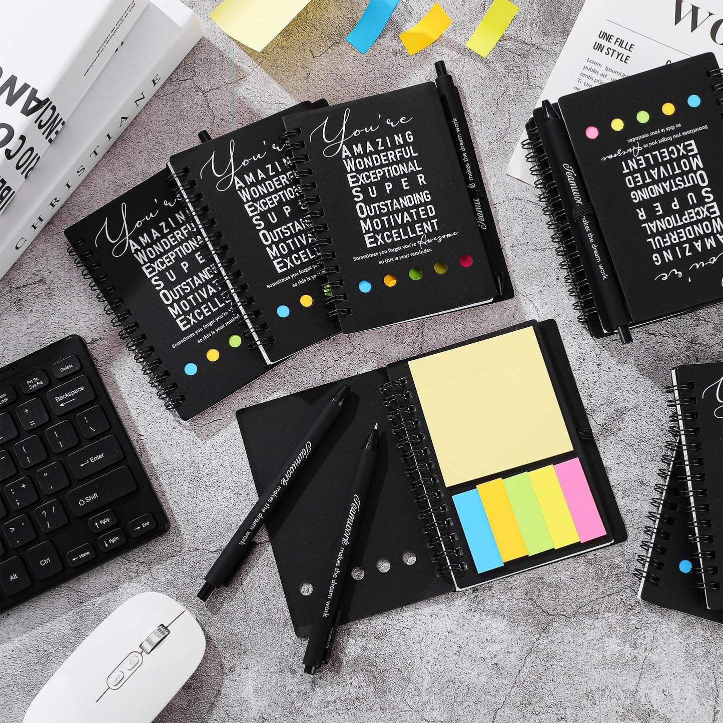 10 Set Employee Appreciation Gifts Bulk Inspirational Ballpoint Pens Motivational Spiral Notebooks Thank You Pen Team Building Gifts for Employees Colleague Teacher Staff Nurse Christmas Coworkers