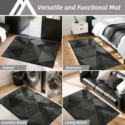 COSY HOMEER Door Mat Entrance, 20"x32" Non-Slip Absorbent Doormat for Front Door, Low Profile Dirt Trapper Entryway Mat, Washable Rugs for Paws & High Traffic Areas, Dark Gray