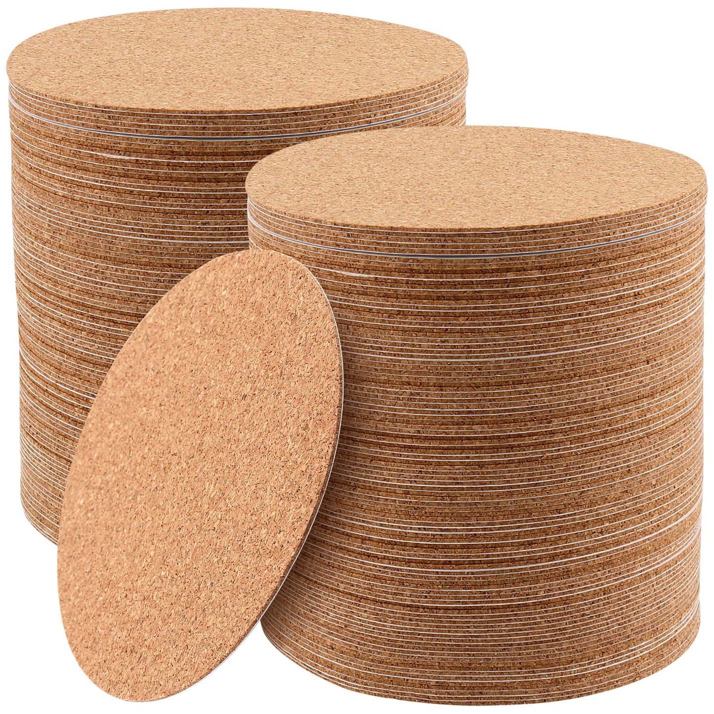 200 PCS Round Self Adhesive Cork Coasters Bulk, 4 Inch Cork Pads Tiles for DIY Crafts, Home Bar, Table Protection (100mm, Brown)