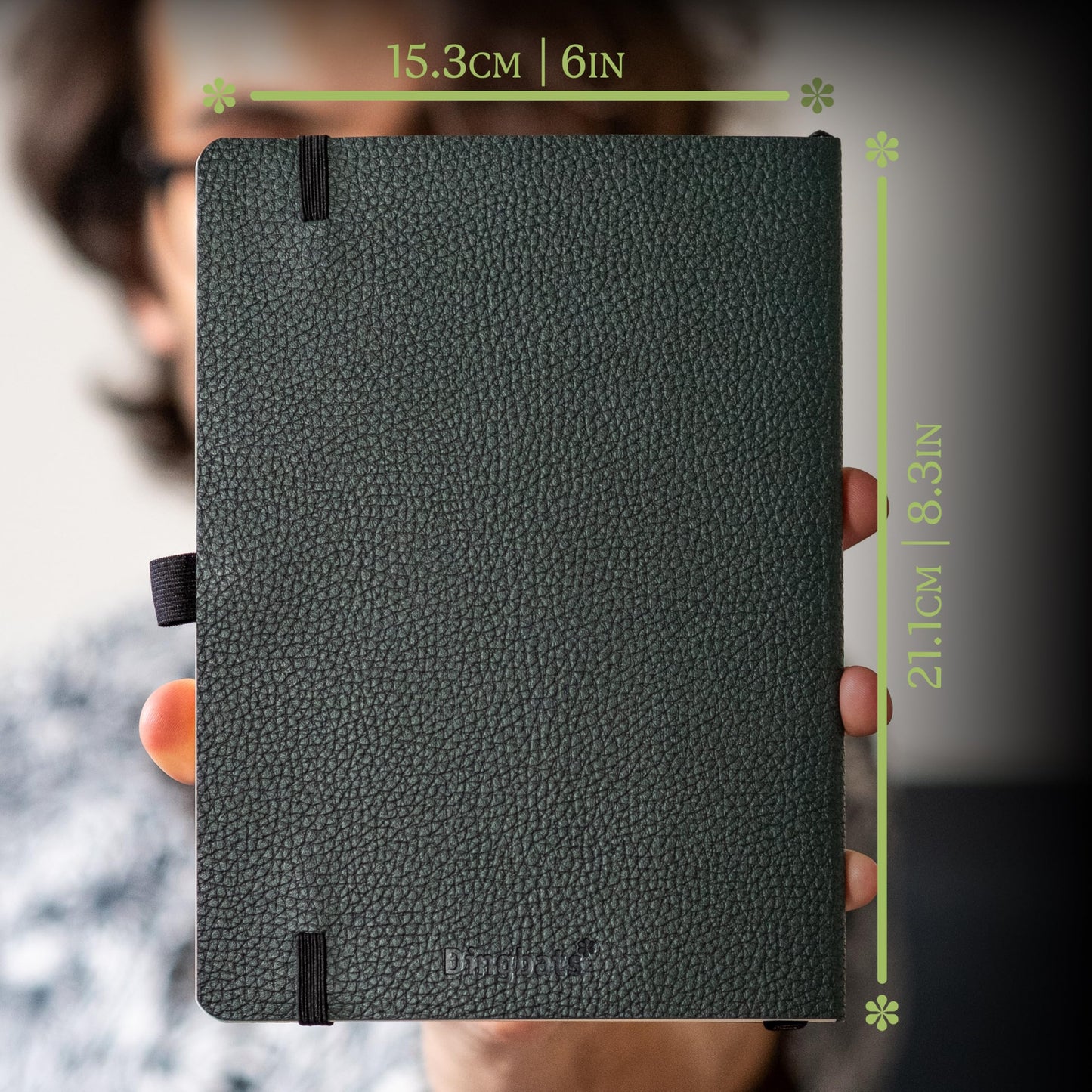 Dingbats* Wildlife Dotted Journal Notebook A5 - Vegan Leather Soft Cover, Ideal for Work, Travel - Pocket, Elastic Closure, Bookmark