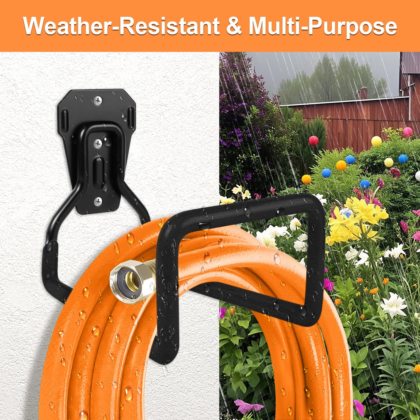 Pipigaty 2pcs Water Hose Reel Wall Mounted - Garden Hose Storage Sturdy Hose Stand Wall Hangers Heavy Duty Garage Hooks for Hanging Black