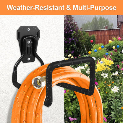 Pipigaty 2pcs Water Hose Reel Wall Mounted - Garden Hose Storage Sturdy Hose Stand Wall Hangers Heavy Duty Garage Hooks for Hanging Black