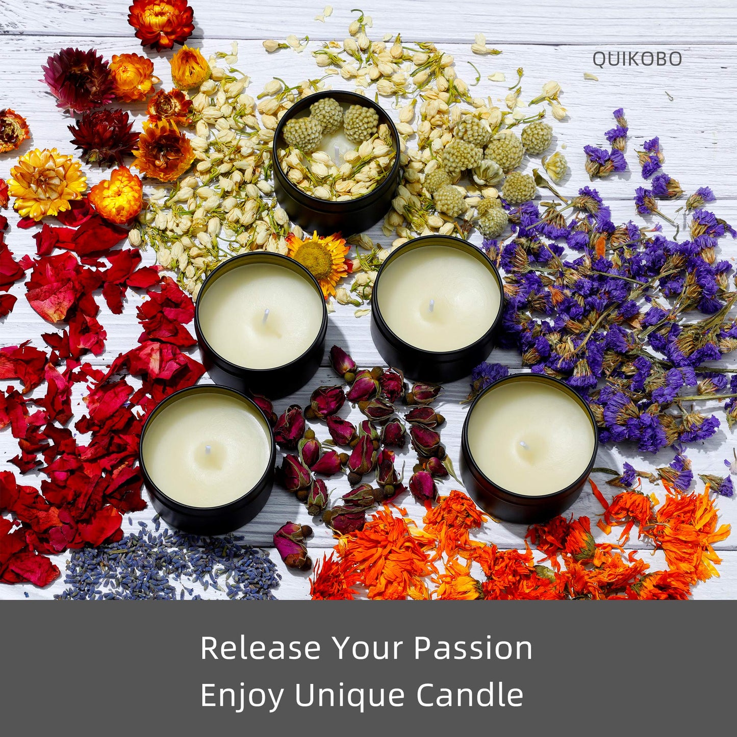 Quikobo Candle Tin 24 Pieces, 4.5oz, 135ml Containers, Candle Jars for Making or DIY (Black & Gold)