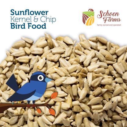 Schoen Farms Sunflower Kernels & Chips – 5 lb Bag – Hulled Sunflower Hearts Bird Seed – No-Mess Wild Bird Food for Finches, Chickadees & Nuthatches – Grown in Canada
