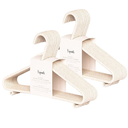 3 Sprouts Wheat Straw Plastic Hangers - 30-Pack Eco-Conscious Baby Hangers & Child Clothes Hanger, Coats - Ideal for Small Girls, Boys, Children, Toddlers, Kids Hangers for Closet - Speckled Cream