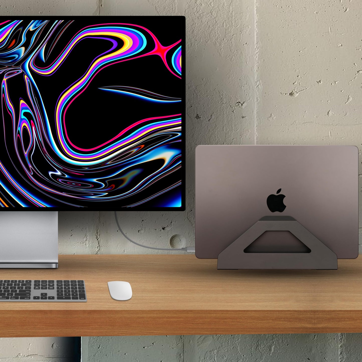 Psitek Vertical Laptop Stand, Space Saving MacBook Holder with Tool-Free Width Adjustment, Pretty Anodized Aluminum for Desk, Universal Fit for 10-17" Laptop