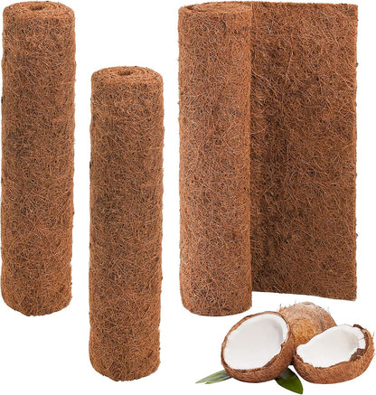 YOUEON 3 Rolls Coconut Coir Liner Sheets 40 x 16 Inch, Coco Liner Roll Reusable Coconut Fiber Mat, Reptile Carpet, Snow Melting Mats Insulation Coconut Mat for Planter, Flowerpot, Garden,Reptile