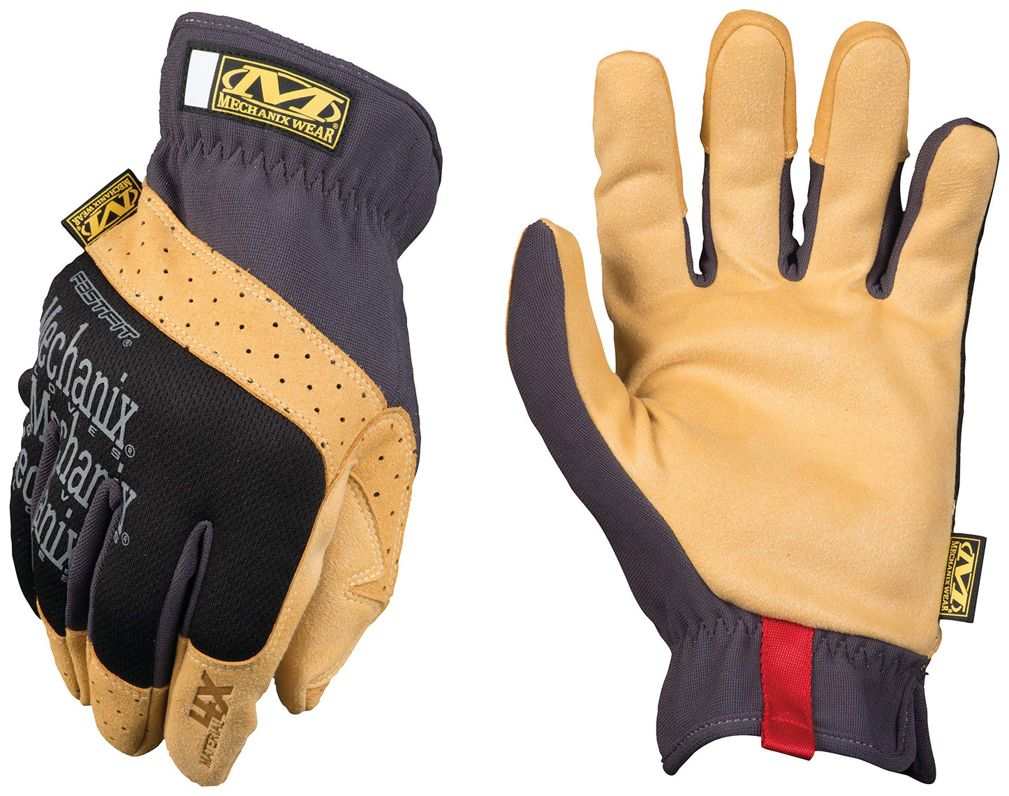 Mechanix Wear: Material4X FastFit Synthetic Leather Work Gloves - Abrasion Resistant (Small, Brown/Black)