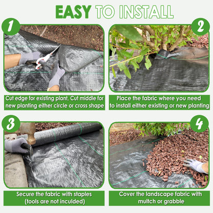 AGGAFA (2ft x 50ft) 100% Virgin Material Premium Heavy Duty Weed Barrier Fabric for Landscaping, Farming, Gardening and Agriculture. Durable Woven Landscape Fabric