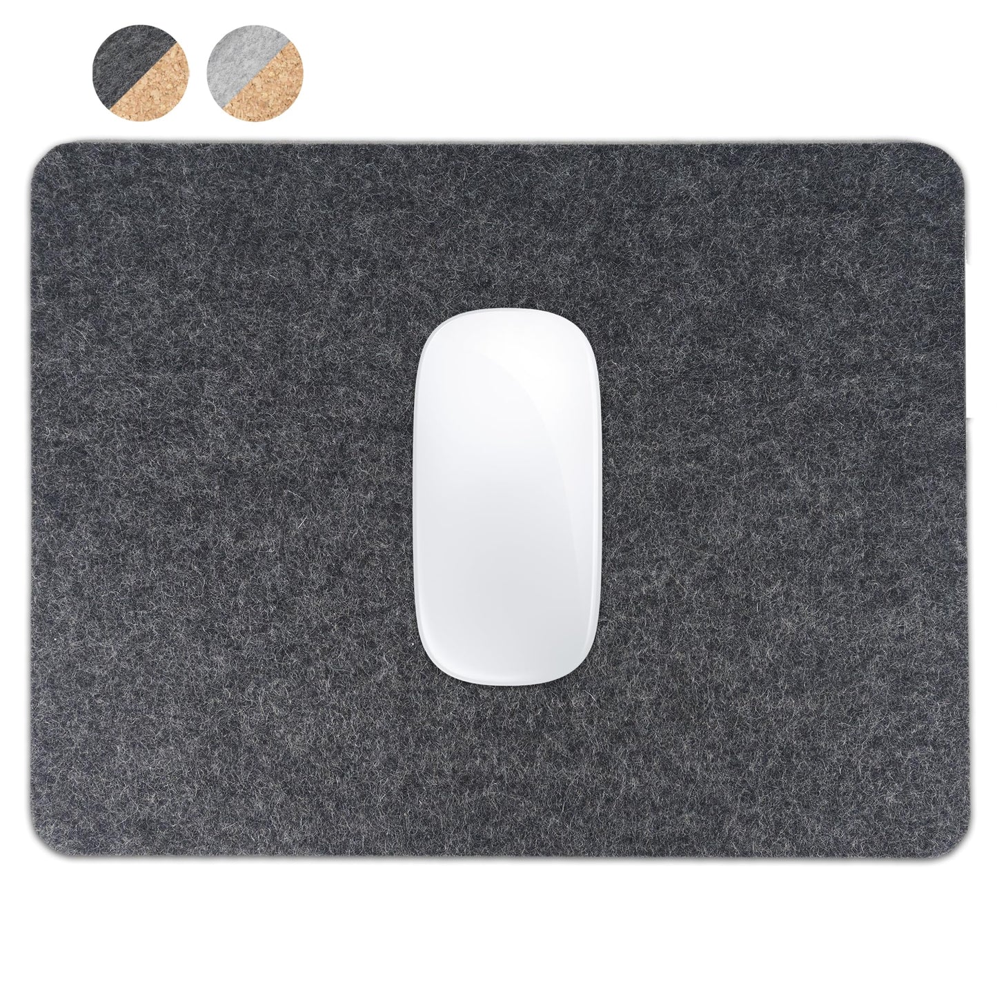 BeaverPeak Merino Wool Mouse Pad, No Logo - 11.5" x 8.75" - Antimicrobial Felt Mouse Pad - Anti Slip Cork, Black Mousepad, Soft Merino Wool and Cork | Made in Canada, Zero Polyester (Black)
