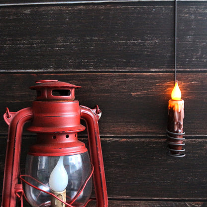 CVHOMEDECO. Real Wax Hand Dipped Battery Operated LED Timer Taper Candles Country Primitive Flameless Lights Décor, 4-3/4 Inch, Coffee, 2 PCS in a Package