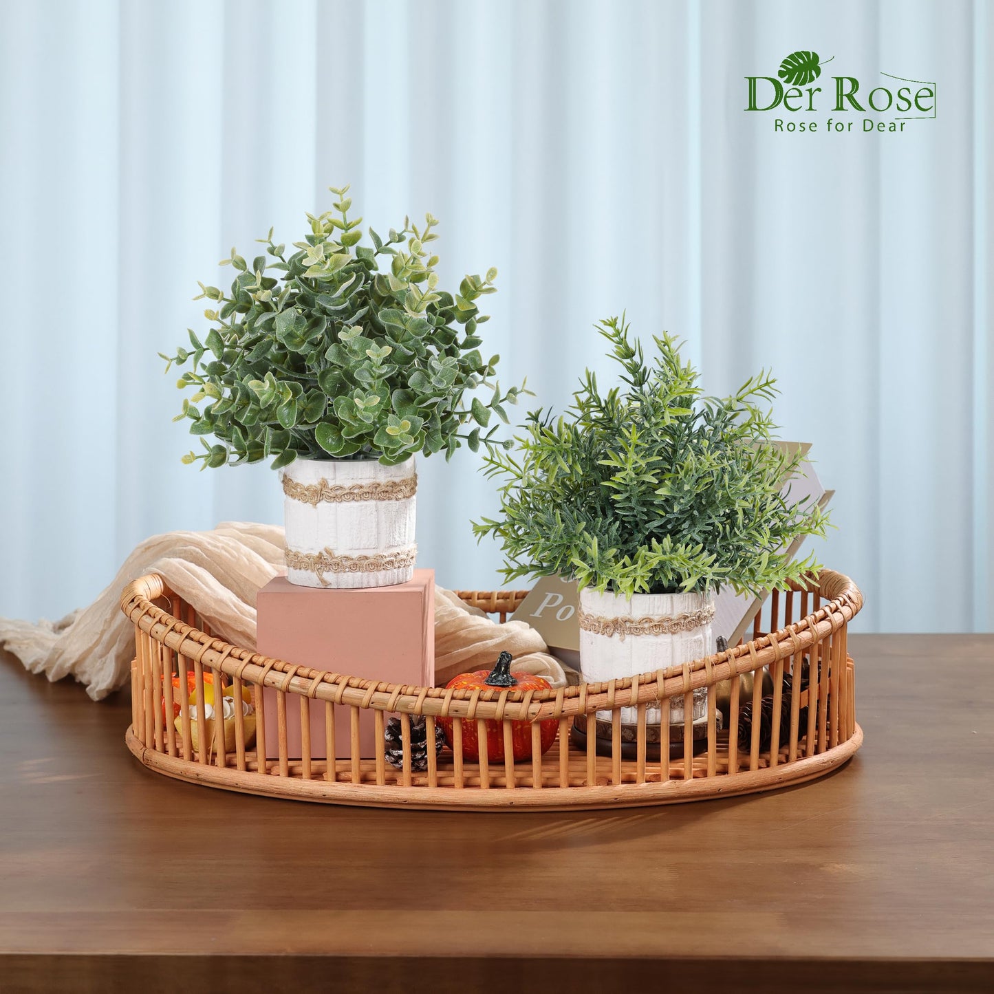Der Rose 4 Pack Fake Plants Artificial Plants for Home Office Farmhouse Desk Rustic Table Boho Aesthetic Room Decor Indoor