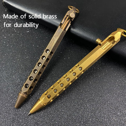 Bolt Action Pen, Solid Brass edc Pen Six-edge Pocket Pen Metal Tactical Pen with Refills and Clip YUEZUDPO Signature Pen for Business, Christmas, Birthday (Black)