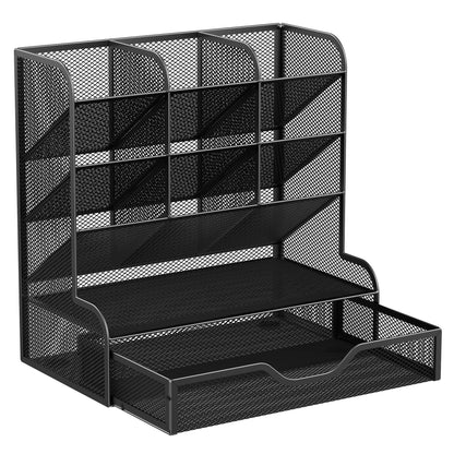 Auvo APH02 Multi-Functional Pen Pencil Holder, Desk Organizer with Drawer, Office & Art Supplies Storage，Large Size (Black)