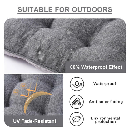 Battilo Chair Cushions Set of 2 for Reading Seats, Seat Cushions for Kitchen Dining Chairs with Non-Slip Backing, Indoor/Outdoor Waterproof Chair Seat Pads with Ties, 40cm x 40cm x 10cm, Dark Grey