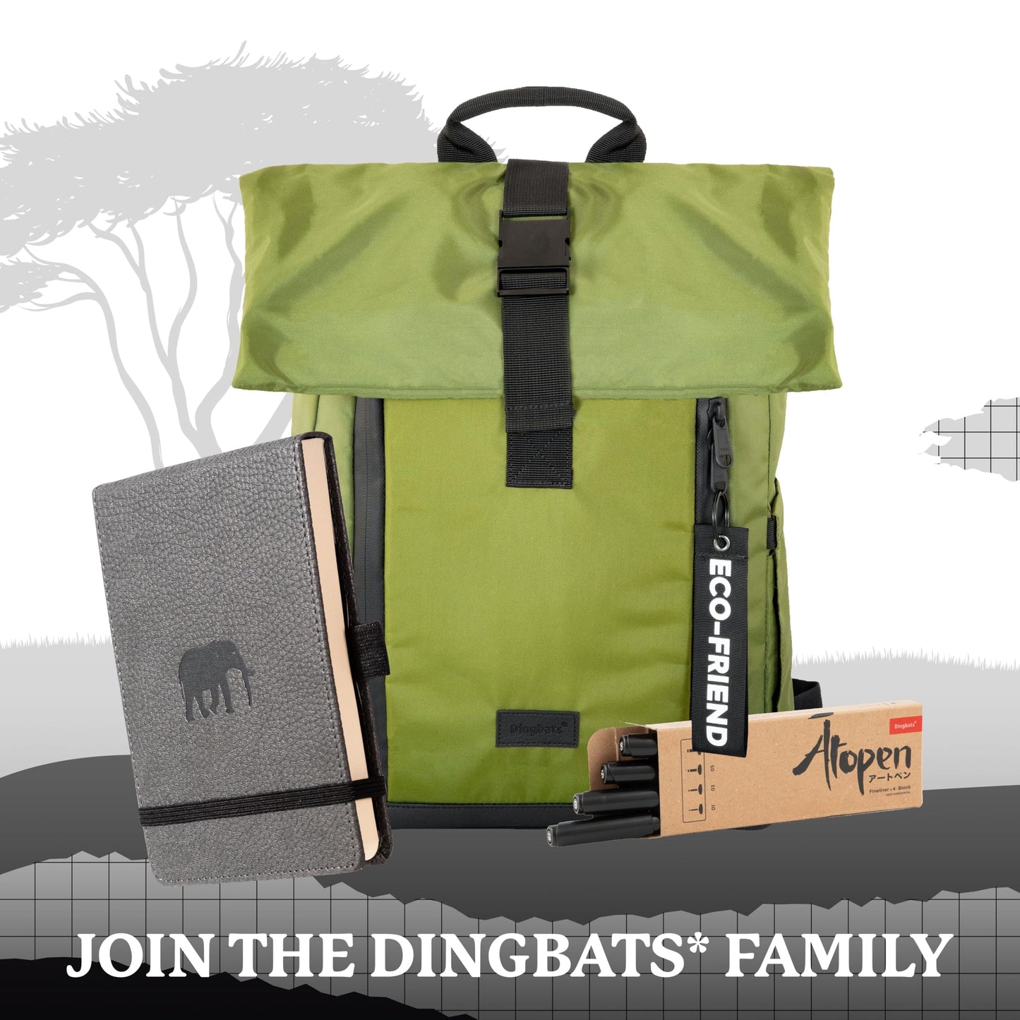 Dingbats A6+ Wildlife Notebook Journal Hardcover, Cream 100gsm Ink-Proof Paper, 6.1 x 4.3 inches, 192 pages (Gray Elaphant, Plain)