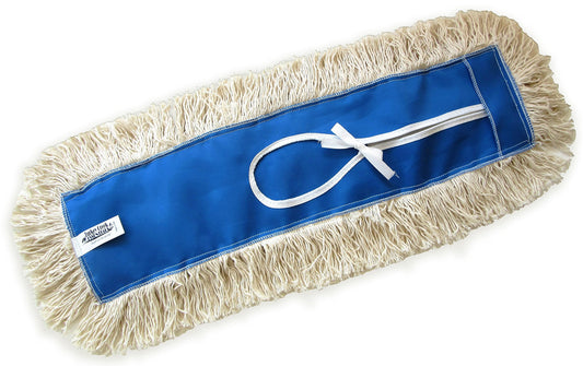 24" Industrial Strength Washable Cotton Dust Mop Refill, Thick Tufted Replacement Head For Home & Commercial Use, Fits 24" Inch Wire Frame, Cleans Hardwood, Laminate, Concrete, or Other Floor Systems