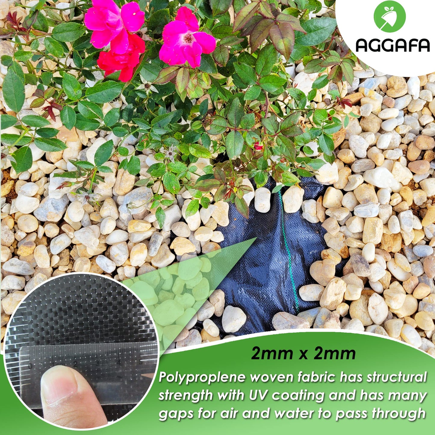 AGGAFA (2ft x 50ft) 100% Virgin Material Premium Heavy Duty Weed Barrier Fabric for Landscaping, Farming, Gardening and Agriculture. Durable Woven Landscape Fabric