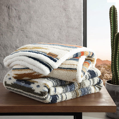 Wrangler- Throw Blanket, Ultra Soft Plush Home Decor, All Season Reversible Sherpa Bedding (Coyote Sands Ivory, 50 x 60)