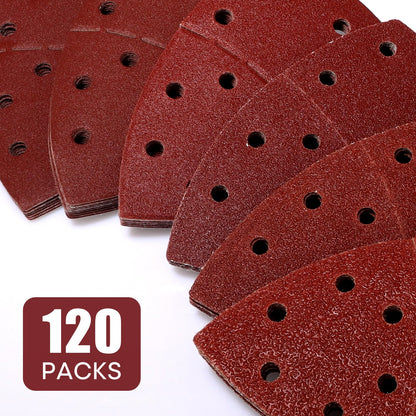 SHALL 120-Piece Mouse Sander Pads, Detail Sander Sandpaper, Palm Sander Sandpaper, Assorted Grits, 40, 60, 80, 120, 180 & 240 Mixed Grits Included, Suitable for Sander