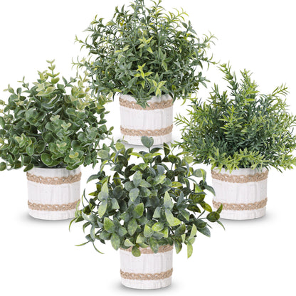 Der Rose 4 Pack Fake Plants Artificial Plants for Home Office Farmhouse Desk Rustic Table Boho Aesthetic Room Decor Indoor