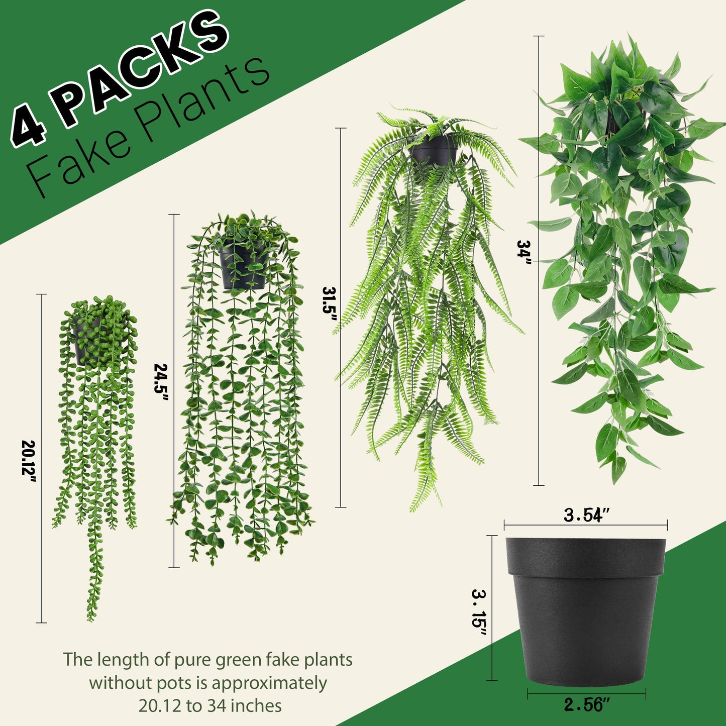 Der Rose 4Pcs Fake Plants Hanging Artificial Ivy Vines Faux Hanging Plants for Boho Home Bathroom Bedroom Living Room Wall Shelf Office Decor Indoor Outdoor