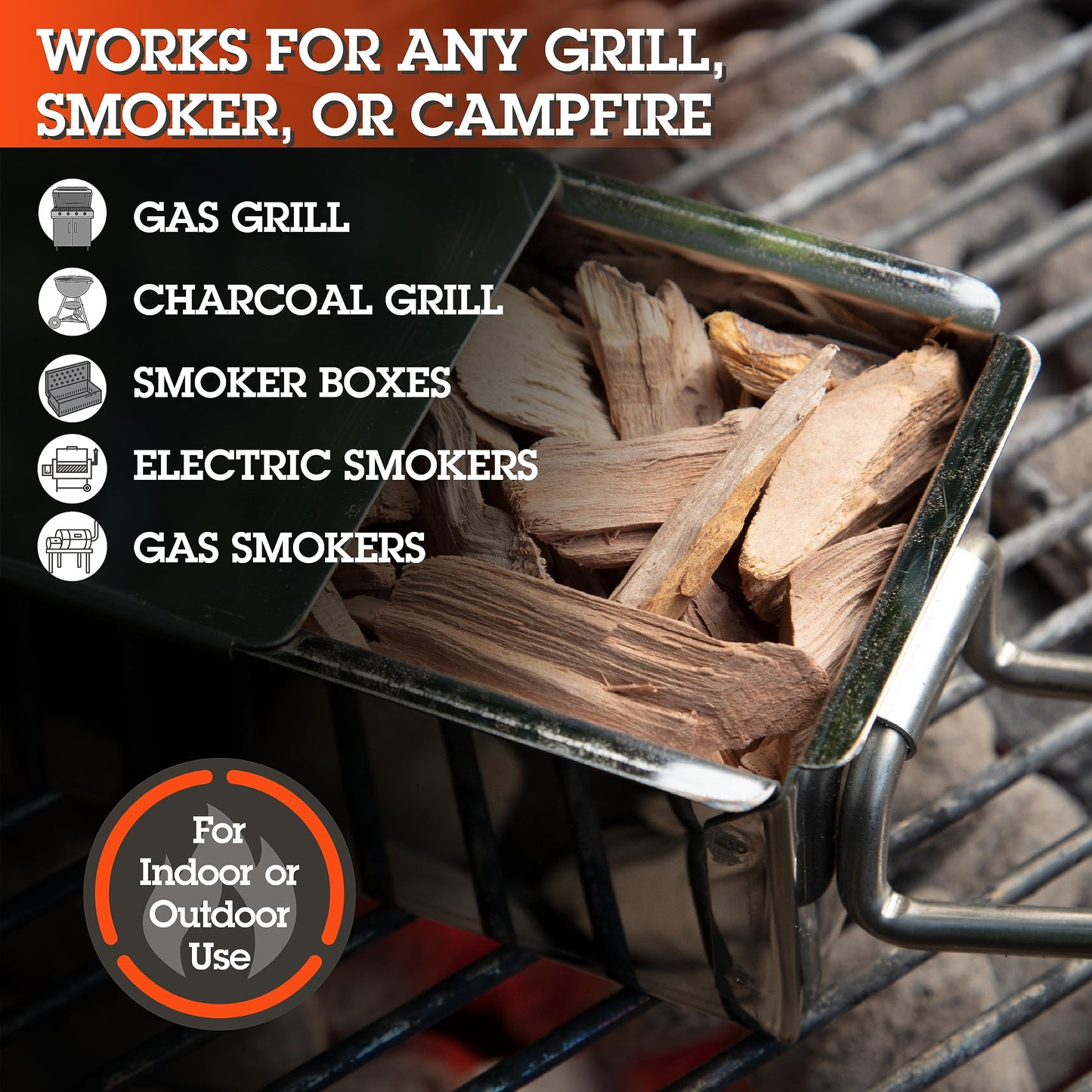 Camerons All Natural Apple Wood Chips for Smoker - 260 Cu. In. Bag, Approx 2 Pounds- Kiln Dried Coarse Cut BBQ Grill Wood Chips for Smoking Meats - Barbecue Smoker Accessories - Grilling Gifts for Men