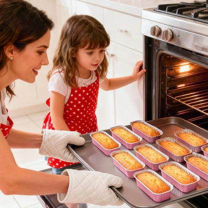 Valentines Gifts NPLUX Mini Loaf Pans with Lids and Spoons Rectangular Aluminum Foil Baking Pans Mini Cheesecake Containers 6.8oz(60 Pack, Pink)