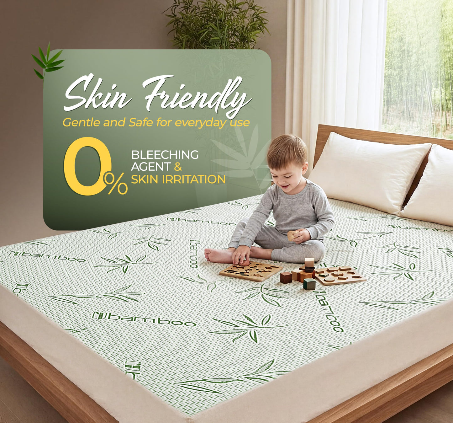 Beddora Bamboo Mattress Protector Queen – 100% Waterproof TPU, Cooling Breathable Viscose from Bamboo, Noiseless Fitted Style, Deep Pocket Fits 18–21"