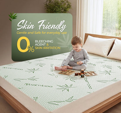 Beddora Bamboo Mattress Protector Queen – 100% Waterproof TPU, Cooling Breathable Viscose from Bamboo, Noiseless Fitted Style, Deep Pocket Fits 18–21"