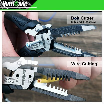 HURRICANE 6-in-1 Wire Stripper Tool, Wire Strippers, Crimping Tool, Wire Cutter Stripping Tool, Multifunctional Electrical Pliers for Cable Stripper, Wire Crimper(8-18 AWG Solid, 10-20 AWG Stranded)