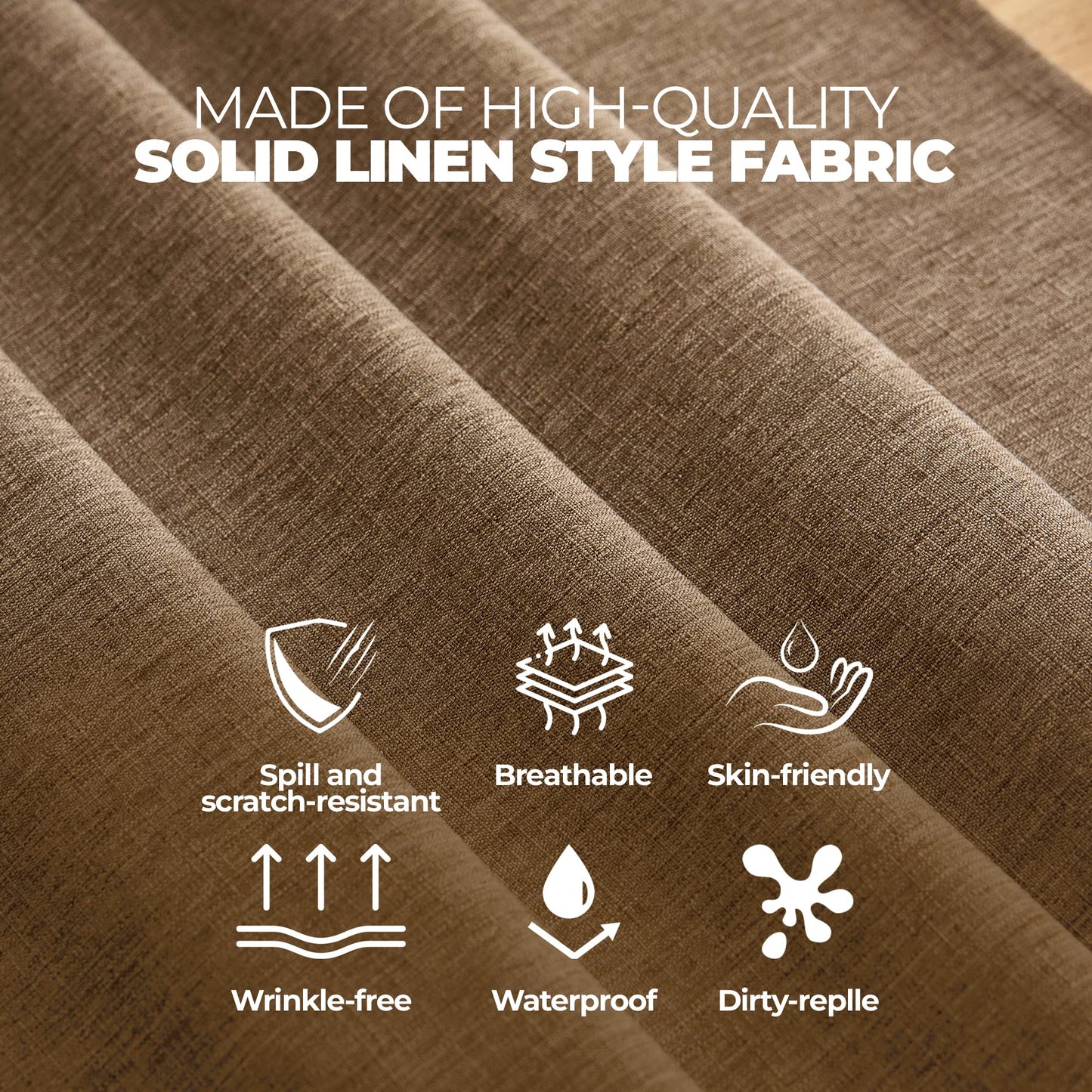 Decorelia Waterproof Rectangular Linen Tablecloth for Dining Room, Rustic Farmhouse Tablecloth for Room Decor, Tablecloth for Party, Wedding, Picnics, Patio(Oblong, 52 x 70 inch (Rectangular), Coffee)