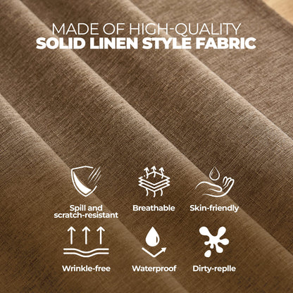 Decorelia Waterproof Rectangular Linen Tablecloth for Dining Room, Rustic Farmhouse Tablecloth for Room Decor, Tablecloth for Party, Wedding, Picnics, Patio(Oblong, 52 x 70 inch (Rectangular), Coffee)