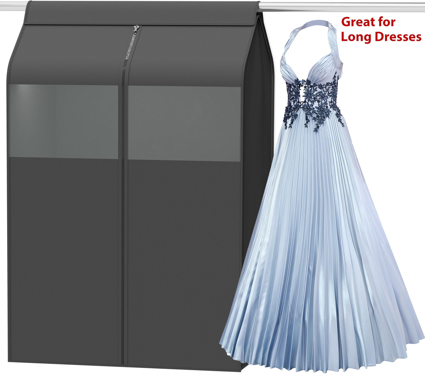Simple Houseware Garment Covers for Clothes Rack/Closet/Hanging Clothes, Enclosed Clear Window, Dark Grey