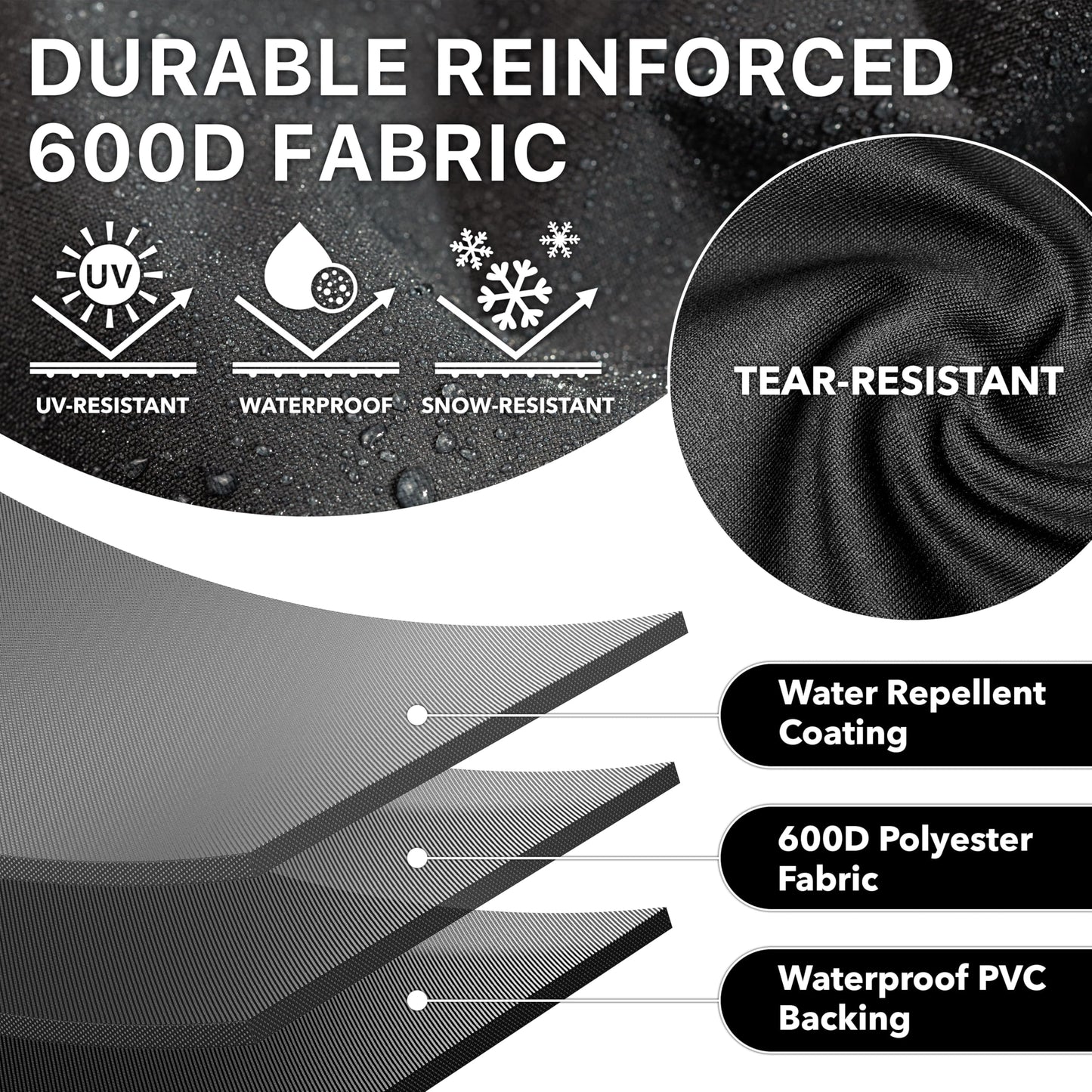 Simple Houseware 55-inch Heavy Duty BBQ Grill Cover, 600D Polyester Waterproof, Weather-Resistant