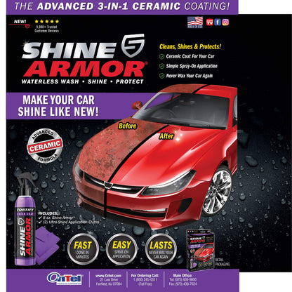 SHINE ARMOR Fortify Quick Coat High Performance Ceramic Coating, Car Wax Spray, Hydrophobic Top Coat Polish and Polymer Paint Sealant Protection for Vehicle Leather Seat, Tires, Bumpers, Rims Made in USA