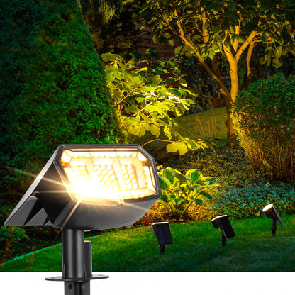 AUDERWIN Solar Lights Outdoor Lighting IP65 Waterproof, 63LED Soalr Spotlights, 2 Pack Solar Powered Lights for Outside, Outdoor, Yard, Landscape Lights-Warm Light