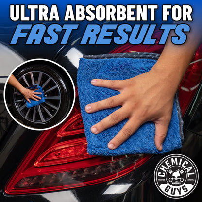Chemical Guys Professional Grade Premium Microfiber Towels, Blue (16" x 16") (Pack of 3) - Safe for Car Wash, Home Cleaning & Pet Drying Cloths