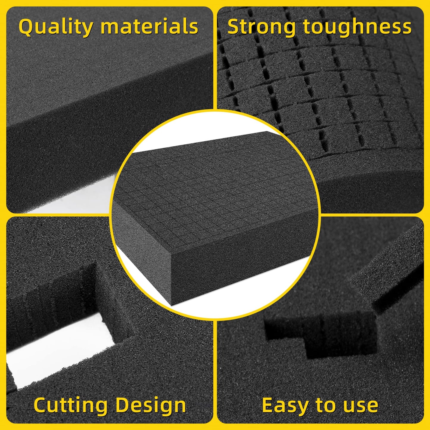 4 PCS Pick Apart Foam Insert- 2 Size Pick and Pluck Foam- Pluck Pre Cube Sheet Foam with Bottom Use for Board Game Box Cases Storage Drawer (Length 16 Inch)