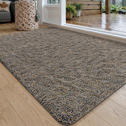 DEXI Indoor Door Mat Front Entrance, 20x32 Non Slip Dirt Trapper Soft Entry Rug, Absorbent Washable Doormat for Inside Entryway Floor Carpet, Brown-Blue