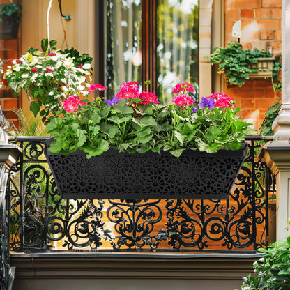 Adnee 4 Pcs 24 Inch Fabric Plant Window Box Liners-Rectangular Non-Woven Planter Basket Liner-Black Felt Flower Hanging Basket for Outdoor Garden Wall Hanging Planter Flower Vegetables