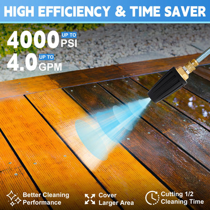 Yupjlia Turbo Nozzle Pressure Washer, Premium 4000 PSI Max Rotating Pressure Washer Nozzle Tips with 1/4 Quick Connect for Cleaning Driveway, Brick, Concrete, Patio, Vinyl Surface, 4.0 GPM 4.0 Orifice