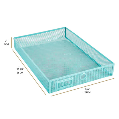 Annova Desk Organizer Wire Mesh 3 Tier Sliding Drawers Paper Sorter/Multifunctional/Premium Solid Construction for Letters, Documents, Mail, Files, Paper, Kids' Art Supplies … (turquoise)