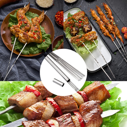 WILLBBQ 304 Stainless Steel 13.2" Long Flat Barbecue Skewers,20PCS/40PCS BBQ Kebab Skewers with Portable Metal Storage Tube,Reusable for Grilling Barbecue Kitchen Party and Outdoor Cooking (40PCS)