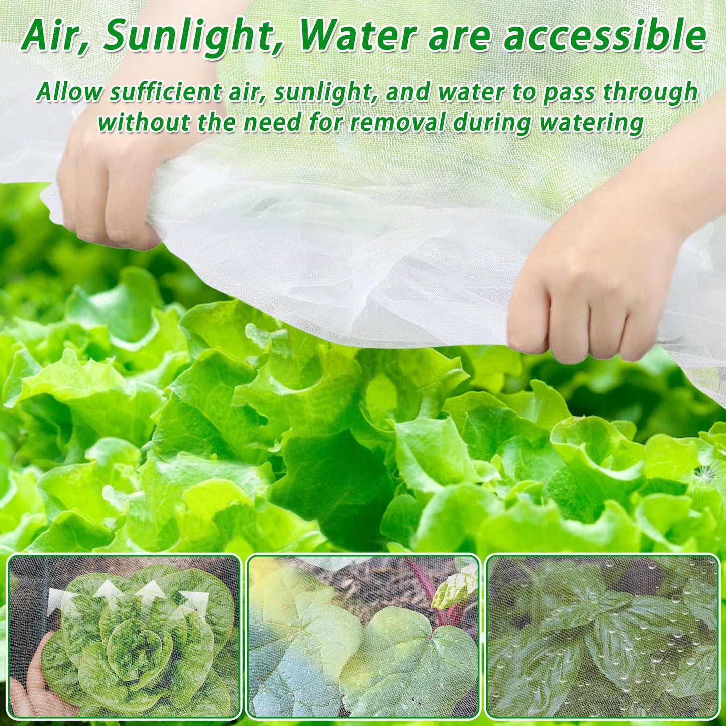 2 Pack Garden Netting for Raised Beds, 4x2FT Raised Bed Plant Covers for Garden Protection, Fine Mesh Bird Netting Pest Barrier Screen with Drawstring and Clips for Protecting Vegetables Fruits Crops