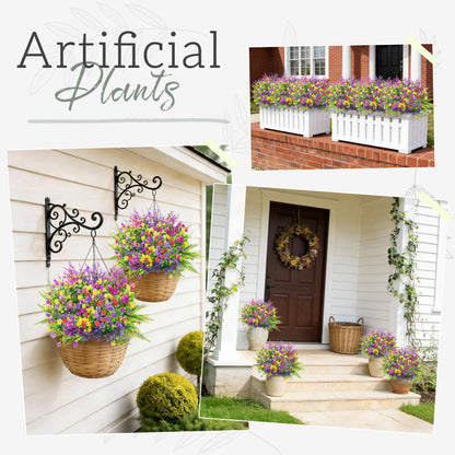 Der Rose 24 Bundles UV Resistant Fake Flowers Spring Artificial Flowers for Outdoors for Garden Patio Porch Farmhouse Home Window Box Decor（Colourful）