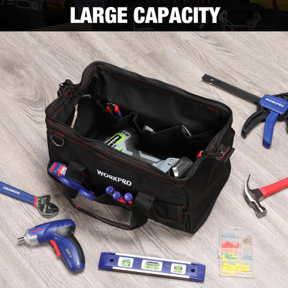WORKPRO Close Top Wide Mouth Tool Bag Storage Organizer Close Tote, 14"