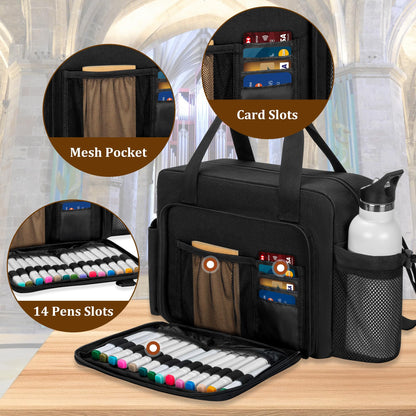 Damero Large Bible Bag for Men, Bible Tote Bag Church Bag with Cup Holder, Cover for Study Supplies, Black