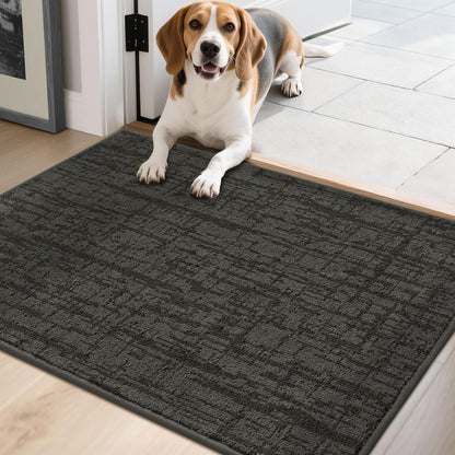 COSY HOMEER Non-Slip Doormat, 20" x 32" Doormats Entryway Rug Absorbent Dirt Trapper Door Mat for Indoor Entrance, Front Back Indoor Door Mats, Grey