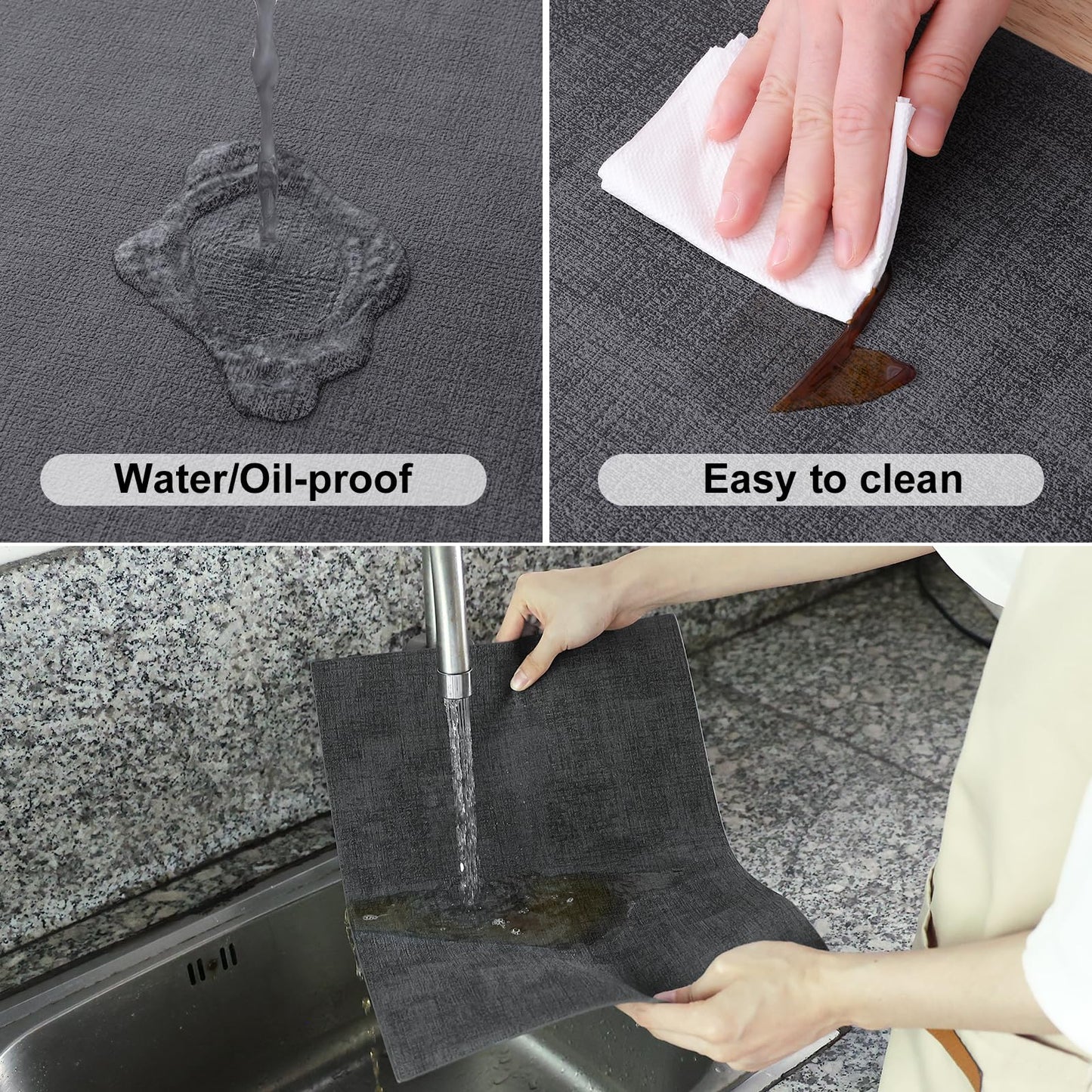 smiry Placemats for Dining Table Set of 6 - Heat Resistant Washable Place Mats for Kitchen Table, Faux Leather Waterproof Non-Slip Table Mat, 11.8" x 17", Dark Grey